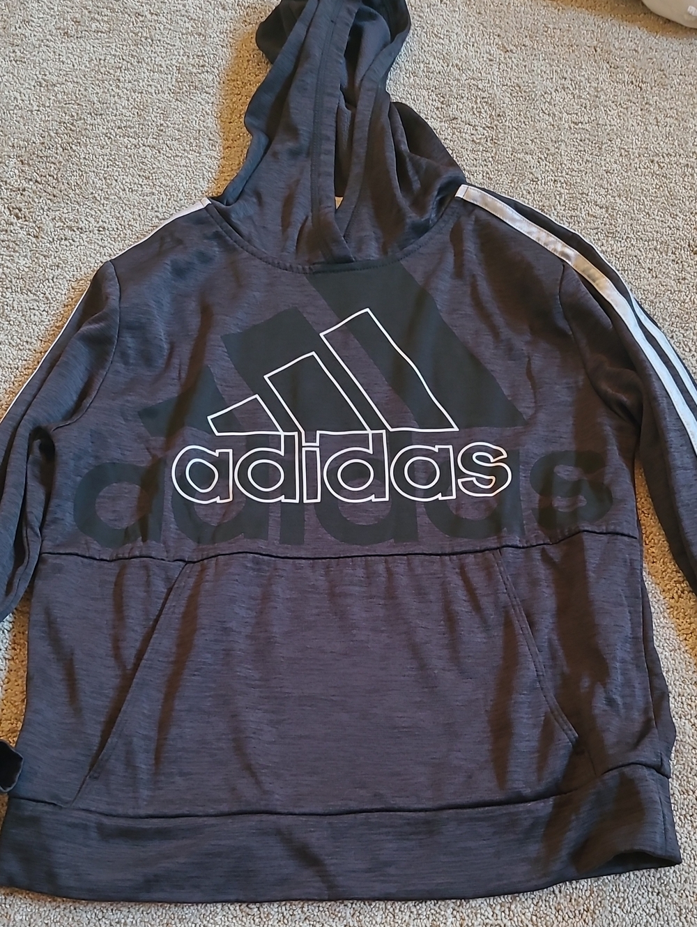 adidas Boys 10/12 Hoodie in Black and White